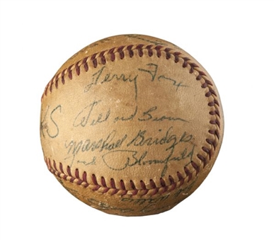 1956 Topeka Hawks Team Signed Baseball with RARE Willard Brown Signature